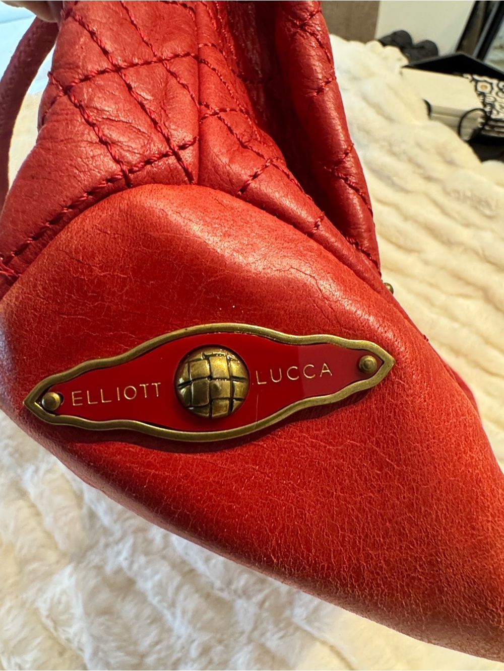 Quilted Red Studded Shoulder Bag - Picture 5 of 16
